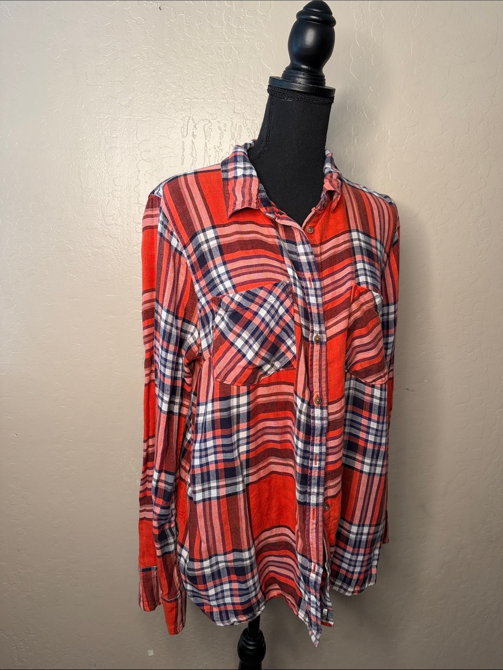 Merona Navy and Red Plaid Shirt
